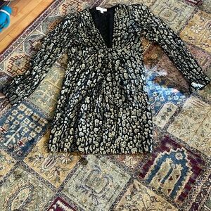 Michael Kors black and gold and silver mini dress